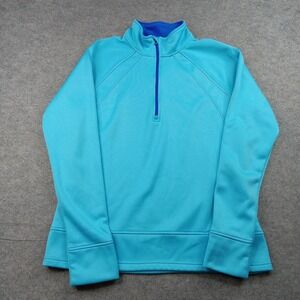 Under Armour Pullover Womens XL Blue Quarter Zip Mock Neck‎ Thermal Long Sleeve